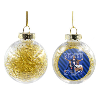 Kylian mbappe, Χριστουγεννιάτικη μπάλα δένδρου διάφανη με χρυσό γέμισμα 8cm