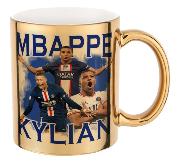 Kylian Mbappé — Mug ceramic, gold mirror, 330ml