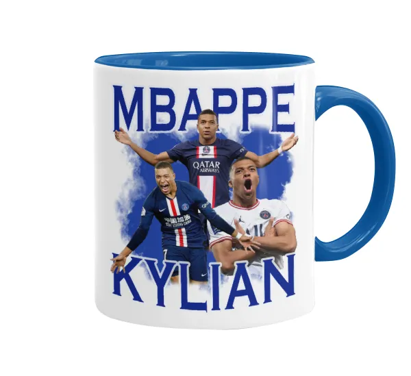 Kylian mbappe — Κούπα χρωματιστή μπλε, κεραμική, 330ml