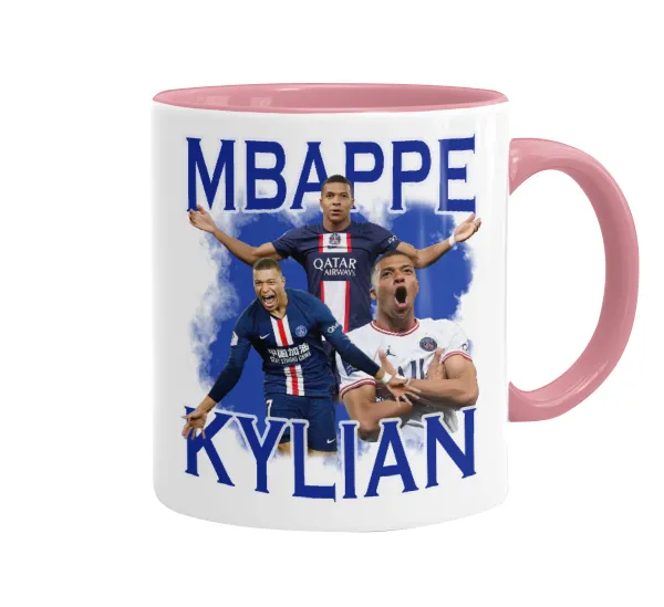 Kylian mbappe — Κούπα χρωματιστή ροζ, κεραμική, 330ml