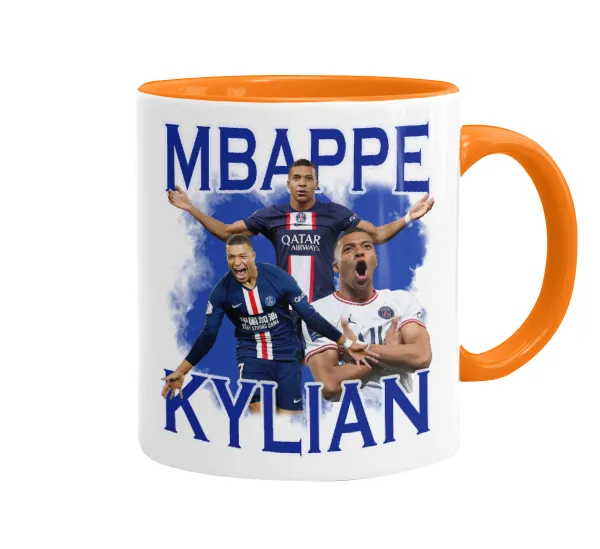 Kylian mbappe — Κούπα χρωματιστή πορτοκαλί, κεραμική, 330ml