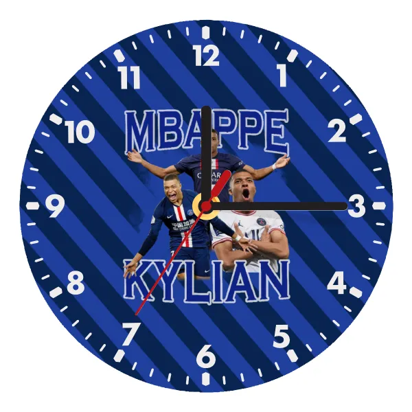 Kylian mbappe — Ρολόι τοίχου ξύλινο (20cm)
