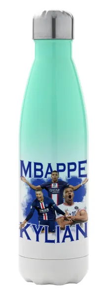 Kylian mbappe — Μεταλλικό παγούρι θερμός Πράσινο/Λευκό (Stainless steel), διπλού τοιχώματος, 500ml