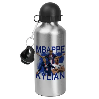 Kylian Mbappé, Metallic water jug, Silver, aluminum 500ml