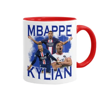 Kylian mbappe, Κούπα χρωματιστή κόκκινη, κεραμική, 330ml