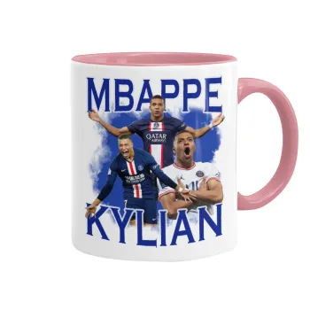 Kylian mbappe, Κούπα χρωματιστή ροζ, κεραμική, 330ml