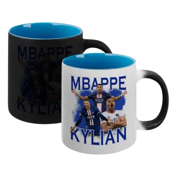 Kylian mbappe, Κούπα Μαγική εσωτερικό μπλε, κεραμική 330ml που αλλάζει χρώμα με το ζεστό ρόφημα