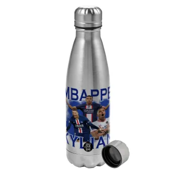 Kylian Mbappé, Metallic water bottle, stainless steel, 750ml