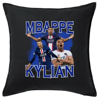 Kylian Mbappé, Sofa cushion black 50x50cm includes filling