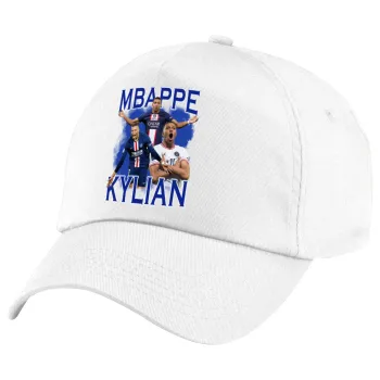 Kylian mbappe, Καπέλο παιδικό Baseball, 100% Βαμβακερό Twill, Λευκό (ΒΑΜΒΑΚΕΡΟ, ΠΑΙΔΙΚΟ, UNISEX, ONE SIZE)