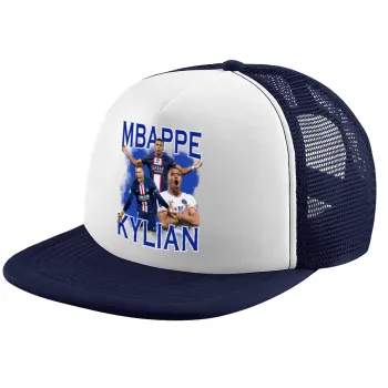 Kylian mbappe, Καπέλο παιδικό Soft Trucker με Δίχτυ ΜΠΛΕ ΣΚΟΥΡΟ/ΛΕΥΚΟ (POLYESTER, ΠΑΙΔΙΚΟ, ONE SIZE)
