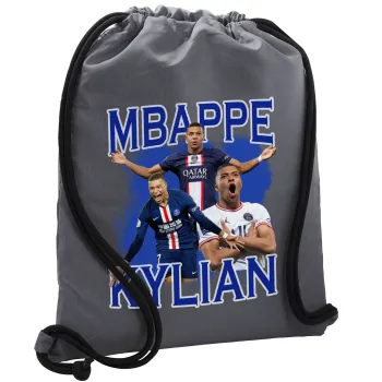 Kylian Mbappé, Backpack pouch GYMBAG GREY, with pocket (40x48cm) & thick cords