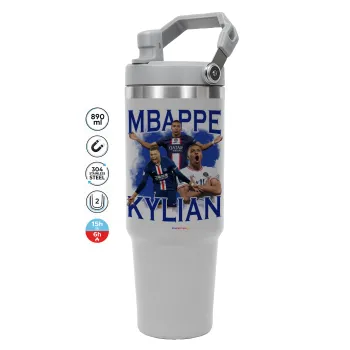 Kylian mbappe, ΓΚΡΙ χρώματος Θερμός Ανοξείδωτο 890ml (30oz) με χερούλι
