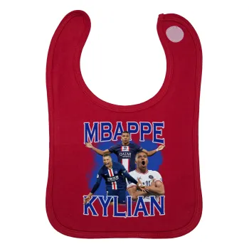 Kylian Mbappé, Σαλιάρα με Σκρατς Κόκκινη 100% Organic Cotton (0-18 months)