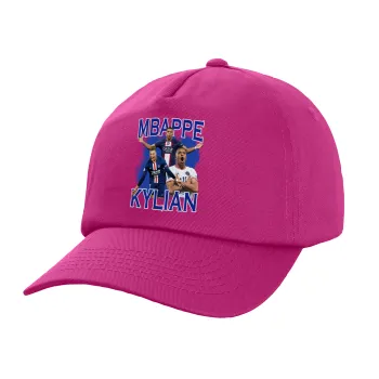 Kylian Mbappé, Children's Baseball Cap, 100% Cotton Twill, Fuchsia (COTTON, CHILDREN'S, UNISEX, ONE SIZE)