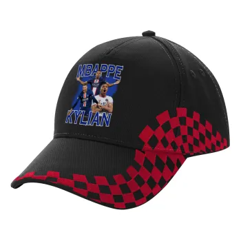Kylian Mbappé, Adult Cap RACING Ultimate Black/Red, (100% COTTON DRILL, ADULT, UNISEX, ONE SIZE)