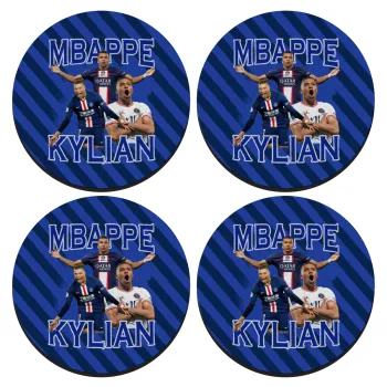 Kylian mbappe, ΣΕΤ 4 Σουβέρ ξύλινα στρογγυλά (9cm)