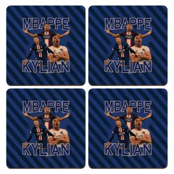 Kylian Mbappé, ΣΕΤ x4 Σουβέρ ξύλινα τετράγωνα plywood (9cm)