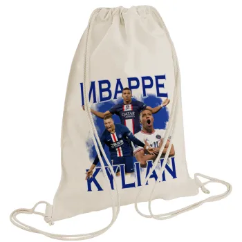 Kylian Mbappé, Backpack bag GYMBAG natural (28x40cm)