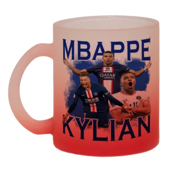 Kylian mbappe, Κούπα γυάλινη δίχρωμη με βάση το κόκκινο ματ, 330ml