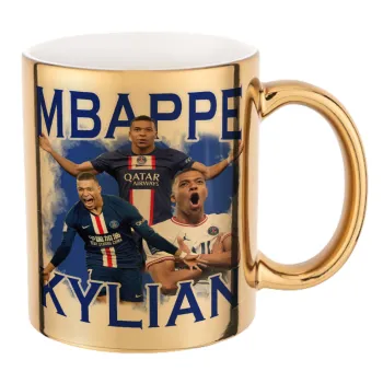 Kylian mbappe, Κούπα κεραμική, χρυσή καθρέπτης, 330ml