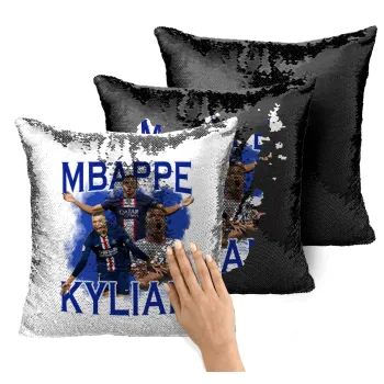 Kylian Mbappé, Μαξιλάρι καναπέ Μαγικό Μαύρο με πούλιες 40x40cm περιέχεται το γέμισμα