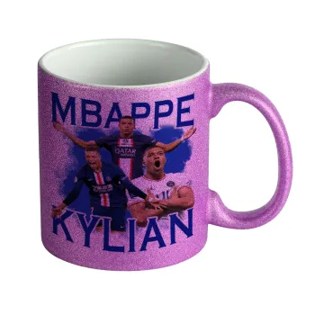 Kylian Mbappé, Κούπα Μωβ Glitter που γυαλίζει, κεραμική, 330ml