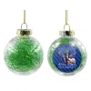 Transparent Christmas tree ball ornament with green filling 8cm