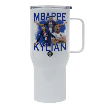 Kylian Mbappé, Mega Stainless steel Tumbler with lid, double wall 750L