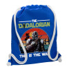 Backpack pouch GYMBAG Blue, with pocket (40x48cm) & thick cords