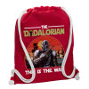 Backpack pouch GYMBAG Red, with pocket (40x48cm) & thick cords