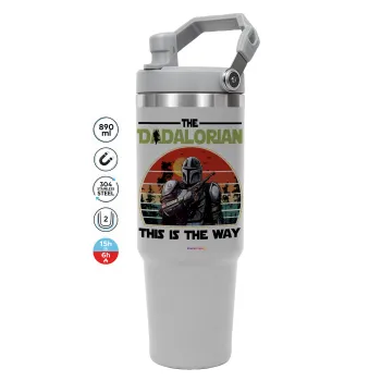 The Dadalorian, GREY color, 890ml (30oz) stainless Steel Tumbler with Handle