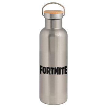 Fortnite landscape, Stainless steel Silver with wooden lid (bamboo), double wall, 750ml