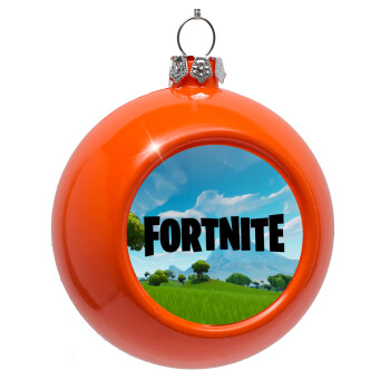 Fortnite landscape, Orange Christmas tree ornament bauble 8cm