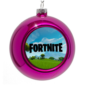 Fortnite landscape, Purple Christmas tree ornament bauble 8cm