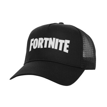 Fortnite landscape, Structured Trucker Adult Hat, with Mesh, Black (100% COTTON, ADULT, UNISEX, ONE SIZE)