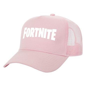 Fortnite landscape, Structured Trucker Children's Hat, with Mesh, PINK (100% COTTON, CHILDREN'S, UNISEX, ONE SIZE)