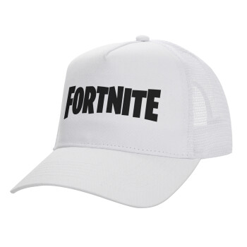 Fortnite landscape, Structured Trucker Adult Hat, with Mesh, WHITE (100% COTTON, ADULT, UNISEX, ONE SIZE)
