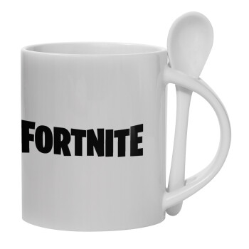 Fortnite landscape, Ceramic coffee mug with Spoon, 330ml (1pcs)