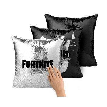 Fortnite landscape, Μαξιλάρι καναπέ Μαγικό Μαύρο με πούλιες 40x40cm περιέχεται το γέμισμα