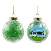Στολίδι Χριστουγεννιάτικη μπάλα δένδρου διάφανη με πράσινο γέμισμα 8cm