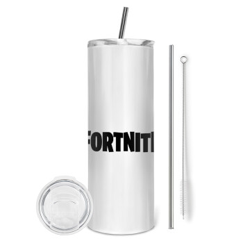 Fortnite landscape, Tumbler stainless steel 600ml, with metal straw & cleaning brush
