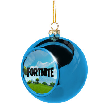 Fortnite landscape, Χριστουγεννιάτικη μπάλα δένδρου Μπλε 8cm