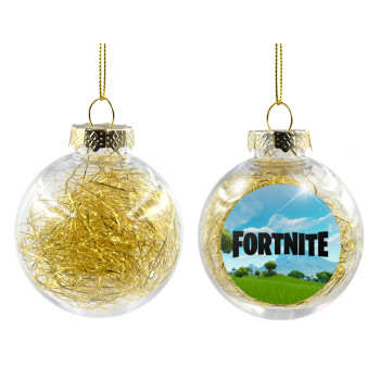 Fortnite landscape, Χριστουγεννιάτικη μπάλα δένδρου διάφανη με χρυσό γέμισμα 8cm