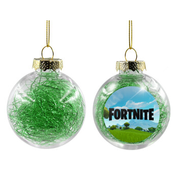 Fortnite landscape, Χριστουγεννιάτικη μπάλα δένδρου διάφανη με πράσινο γέμισμα 8cm