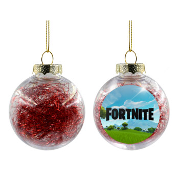 Fortnite landscape, Χριστουγεννιάτικη μπάλα δένδρου διάφανη με κόκκινο γέμισμα 8cm