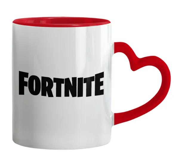 Fortnite landscape — Κούπα καρδιά χερούλι κόκκινη, κεραμική, 330ml