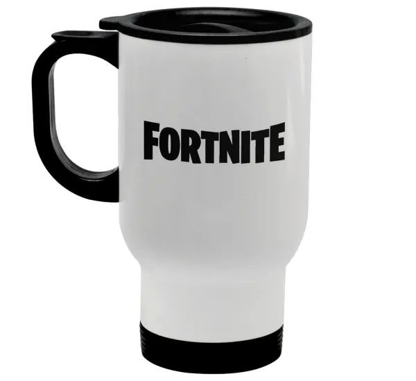 Fortnite landscape — Stainless steel travel mug with lid, double wall white 450ml