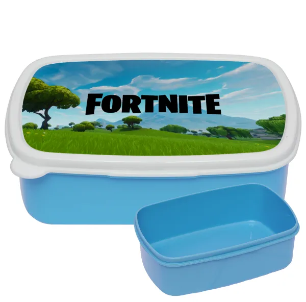 Fortnite landscape — BLUE kids' plastic lunch box (BPA-free), L18 x W13 x H6cm