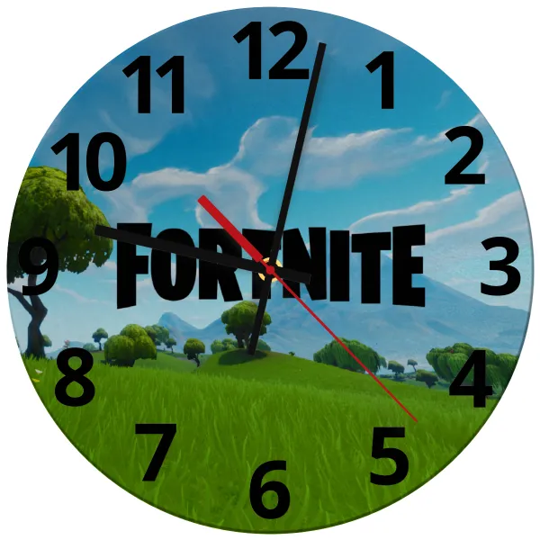 Fortnite landscape — Glass wall clock (30cm)